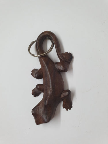 Wooden Gecko Keyring